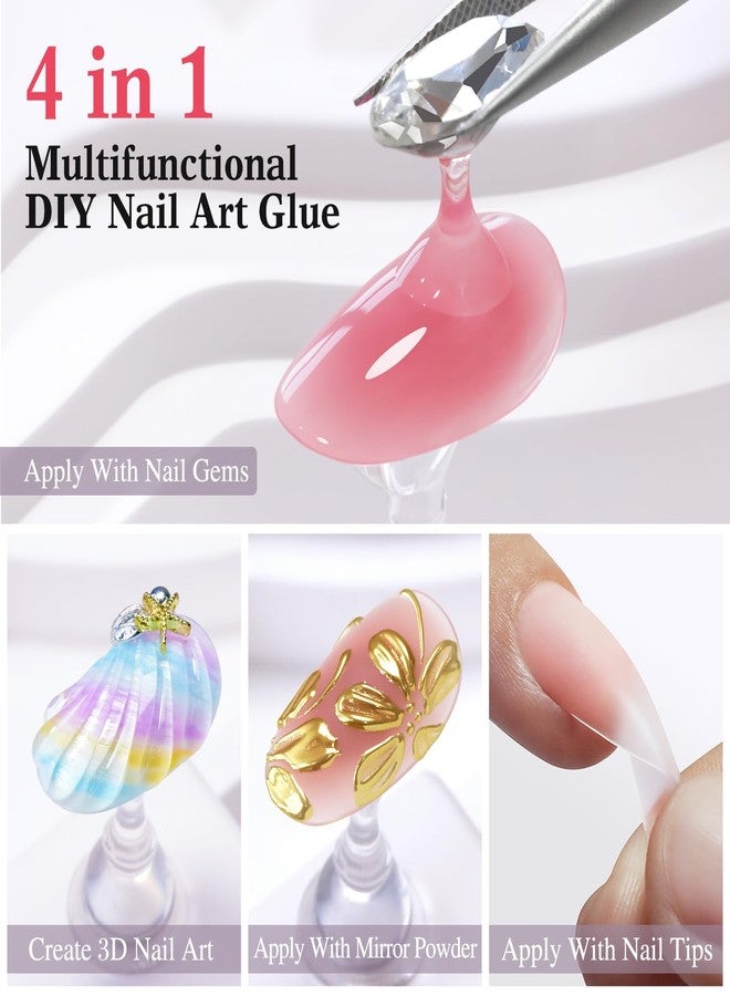 دابل ريذم غراء أحجار الراين للأظافر من دبل ريذم، 1.4 أونصة، غراء جل، تصميم ثلاثي الأبعاد، جواهر فنية، زينة ساحرة، 40 مل، صالون تجميل، اصنعها بنفسك (غراء أحجار الراين شفاف) - Image 2